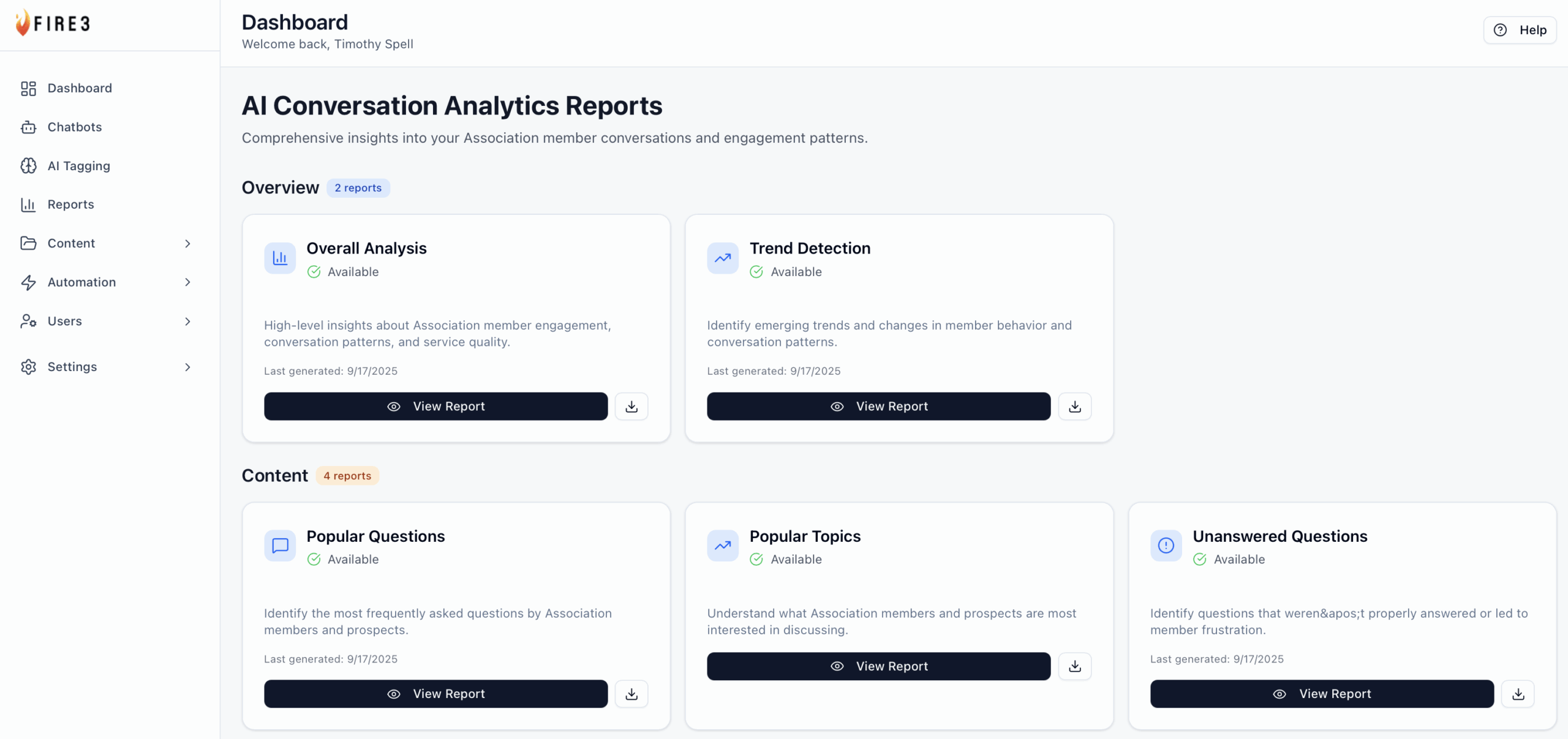 Fire3 Analytics Dashboard